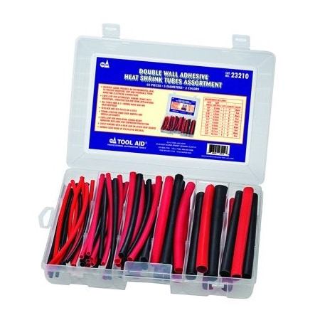 S&G Tool Aid Heat Shrink Tube Assortment, Dual Wall, 3:1 I.D. Shrink Ratio, Black, Red, 6 in SG23210